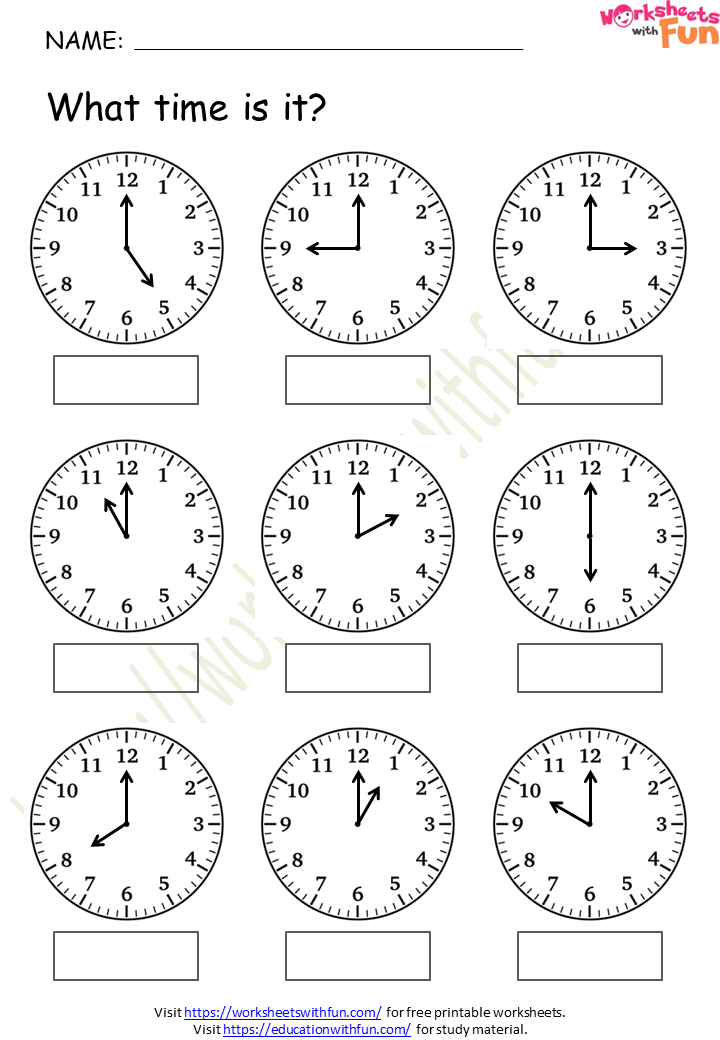 Mathematics Preschool Time O Clock Worksheet 1 Wwf